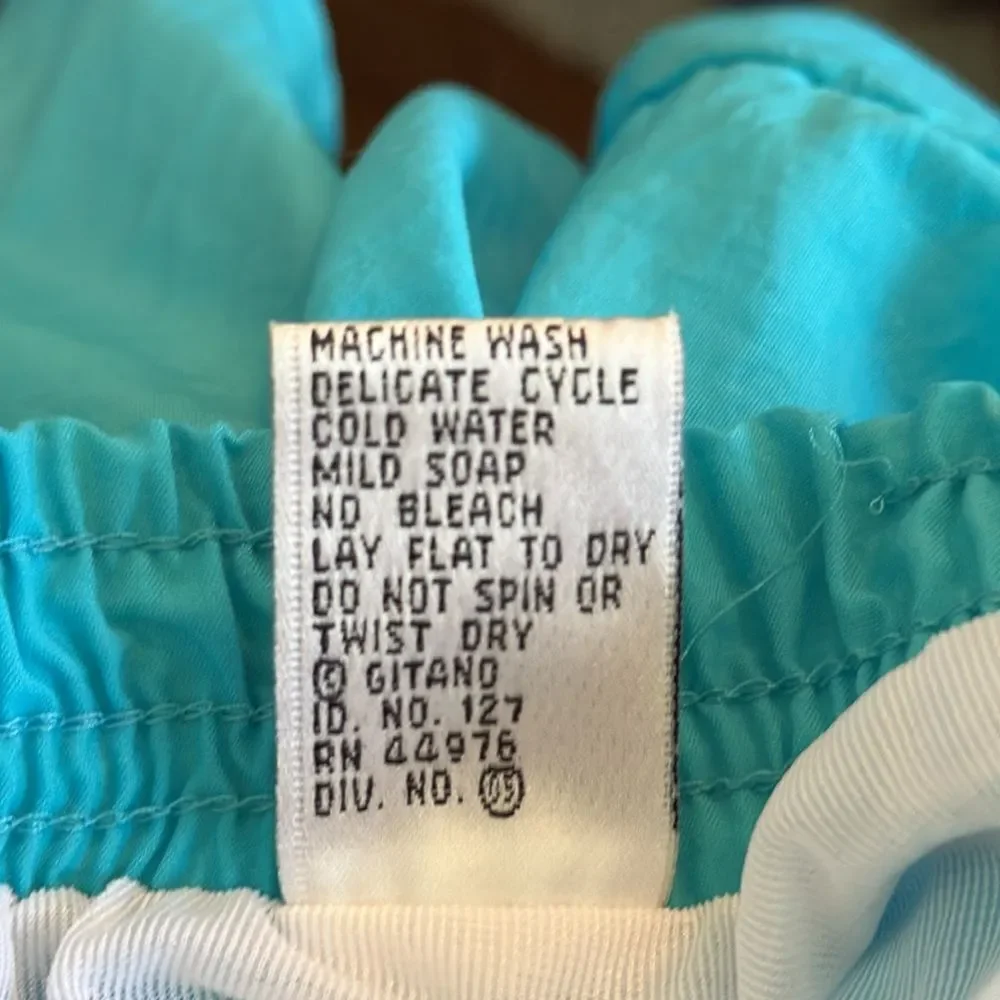 Vintage late 80s/early 90s Aqua blue:‎ Turquoise Nylon Swim Shorts